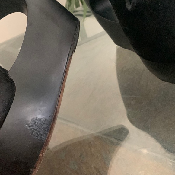 ALAIA PARIS Black Lace Up Wedge Sculptured Compensee Veau Shoes - Picture 6 of 14